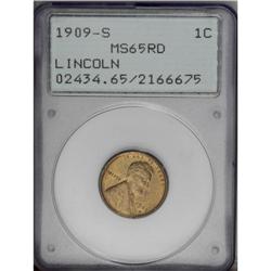 1909-S 1C MS65 Red PCGS. The vibrant reddish-orange su 