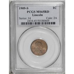 1909-S 1C MS65 Red PCGS. The copper-orange surfaces ha 