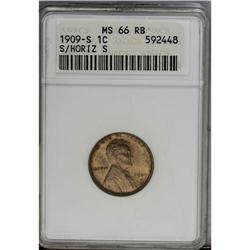 1909-S 1C MS66 Red and Brown ANACS. FS-012.3. The lumi 