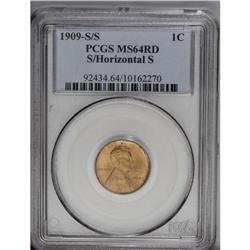 1909-S 1C S Over Horizontal S MS64 Red PCGS. An attrac 
