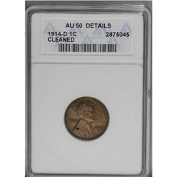 1914-D 1C --Cleaned--ANACS. AU50 Details. Some areas, i 