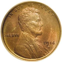 1914-D 1C MS64 Red and Brown PCGS. Fiery-red and lime- 