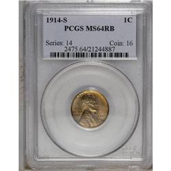 1914-S 1C MS64 Red and Brown PCGS. The brassy surfaces 