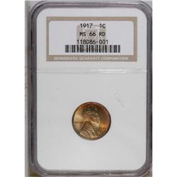 1917 1C MS66 Red NGC. A half-moon crescent of deep ora 