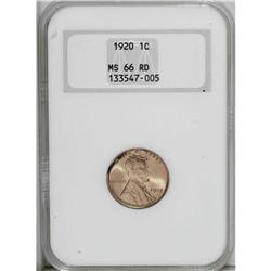 1920 1C MS66 Red NGC. A solidly struck coin with undim 