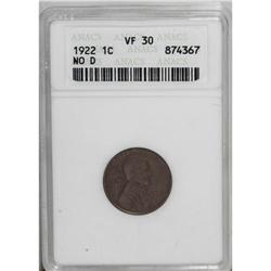 1922 No D 1C Strong Reverse VF30 ANACS. FS-013.2. Die 