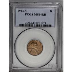 1924-S 1C MS64 Red and Brown PCGS. Boldly struck with 