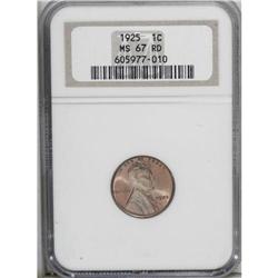 1925 1C MS67 Red NGC. The pale orange of the obverse d 