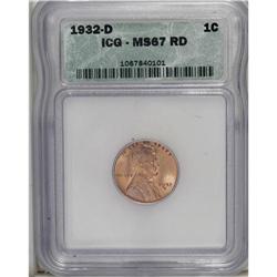 1932-D 1C MS67 Red ICG. This spiffy Superb Gem has vib 