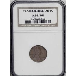 1955/55 1C Doubled Die MS61 Brown NGC. FS-021.8. A bol 