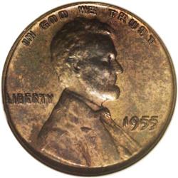 1955/55 1C Doubled Die Obverse MS62 Red and Brown NGC. 