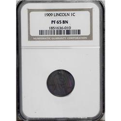 1909 1C PR65 Brown NGC. Maroon and crimson combine wit 
