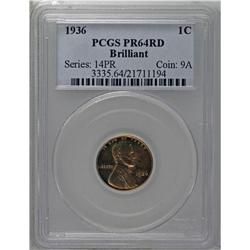 1936 1C Type Two--Brilliant Finish PR64 Red PCGS. Slig 