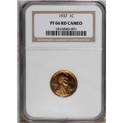 1937 1C PR66 Cameo NGC. The vivid reddish-orange surfa 