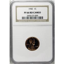 1942 1C PR66 Red Cameo NGC. A gleaming piece with unus 