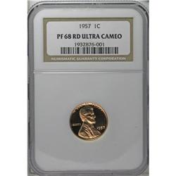 1957 1C PR68 Ultra Cameo Red NGC. A bold and brilliant 