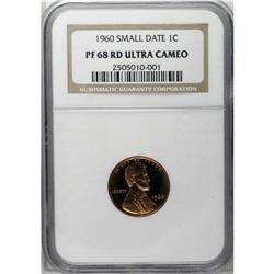 1960 1C Small Date PR68 Red Ultra Cameo NGC. Boldly st 