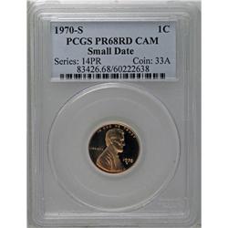 1970-S 1C Small Date PR68 Cameo PCGS. The vibrant surf 