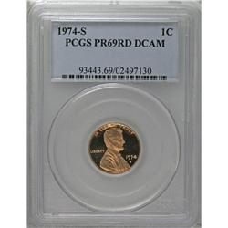1974-S 1C PR69 Red Deep Cameo PCGS. Black-and-orange c 
