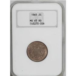 1865 2C MS65 Red NGC. This outstanding, boldly struck 