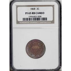 1868 2C Cameo PR65 Red and Brown NGC. Original reddish 