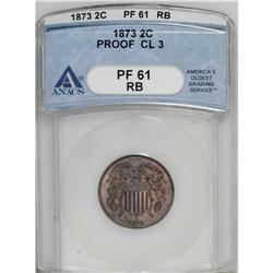 1873 2C Closed 3 PR61 Red and Brown ANACS. A salmon an 