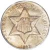Image 1 : 1863 3CS MS66 PCGS. A prooflike Premium Gem with flash 
