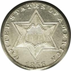 1856 3CS PR64 Cameo PCGS. Generally crisply detailed, 