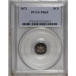 1872 3CS PR65 PCGS. A deeply reflective Gem that has h 