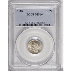1889 3CN MS66 PCGS. Just 18,100 circulation strikes we 