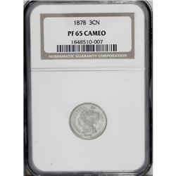 1878 3CN PR65 Cameo NGC. A delightful Gem with great c 