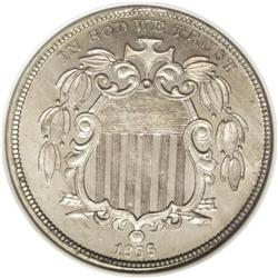 1866 5C Rays PR65 NGC. Streaks of chestnut and honey t 