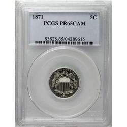 1871 5C PR65 Cameo PCGS. A brilliant Gem that has unus 