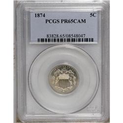 1874 5C PR65 Cameo PCGS. Easily one of the most appeal 