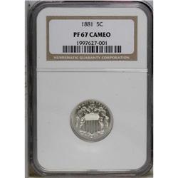1881 5C PR67 Cameo NGC. A deeply reflective and flashy 