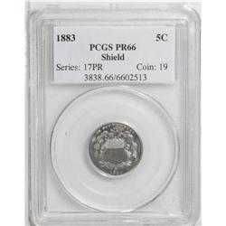 1883 5C PR66 PCGS. An essentially untoned silver-gray 