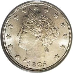 1885 5C MS64 PCGS. Supremely lustrous with a typical s 