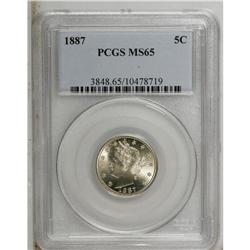 1887 5C MS65 PCGS. Following the low-mintage 1885 and 