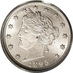 1895 5C MS65 PCGS. Light green-gray toning endows this 