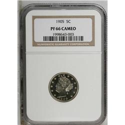 1905 5C PR66 Cameo NGC. Light champagne patina graces 