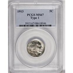 1913 5C Type One MS67 PCGS. A stunning ice-blue Superb 