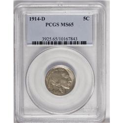 1914-D 5C MS65 PCGS. A satiny Gem that sports above-av 