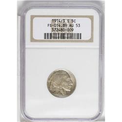 1914/3-S 5C AU53 NGC. FS-014.89. Delicate russet freck 