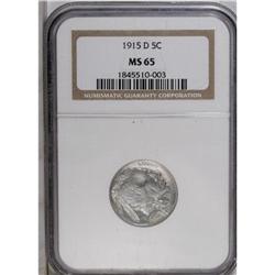 1915-D 5C MS65 NGC. A lustrous lavender-toned example 