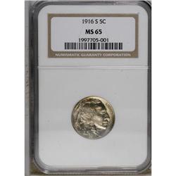 1916-S 5C MS65 NGC. A highly lustrous Gem, nicely defi 