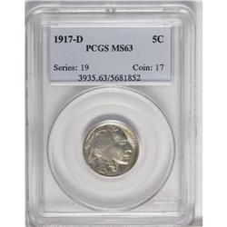 1917-D 5C MS63 PCGS. Select and lustrous with blue and 
