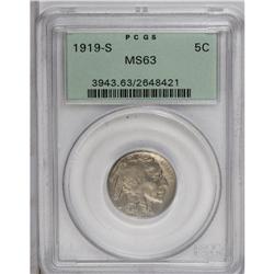 1919-S 5C MS63 PCGS. This lovely green-gray branch min 