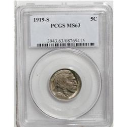 1919-S 5C MS63 PCGS. Delicate rose-gold toning blossom 