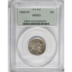 1920-D 5C MS63 PCGS. Golden-brown and ice-blue patina 