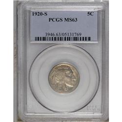 1920-S 5C MS63 PCGS. A lustrous gold-gray piece that h 